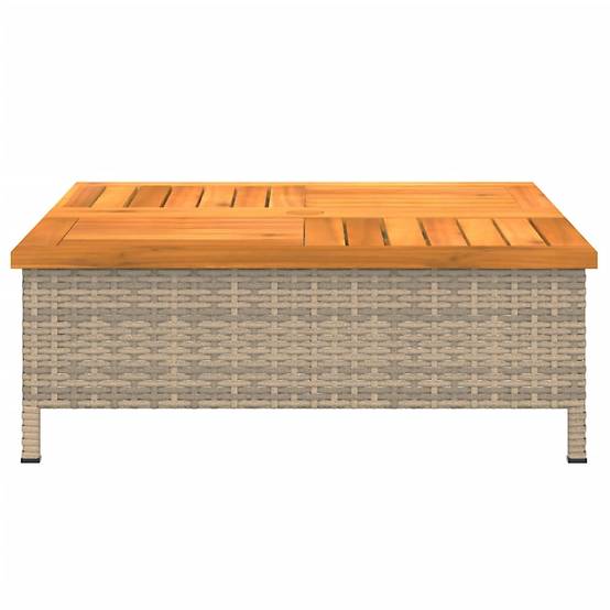 PANGIVO - Table de jardin beige résine tressée et bois acacia 70 x 70 x 25 cm - PANGIVO - Image 5