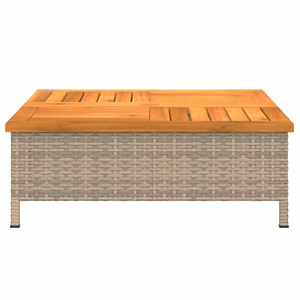 PANGIVO - Table de jardin beige résine tressée et bois acacia 70 x 70 x 25 cm - PANGIVO - Image 5