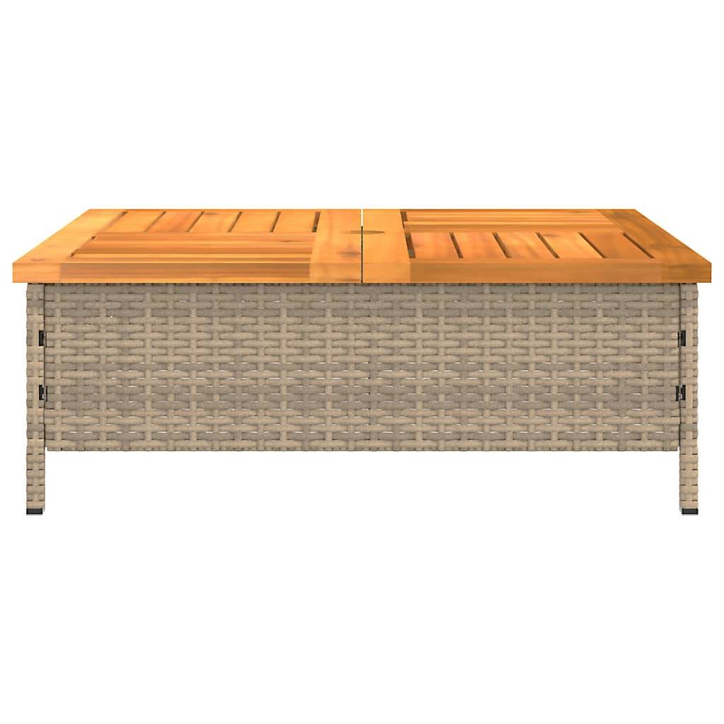 PANGIVO - Table de jardin beige résine tressée et bois acacia 70 x 70 x 25 cm - PANGIVO - Image 6