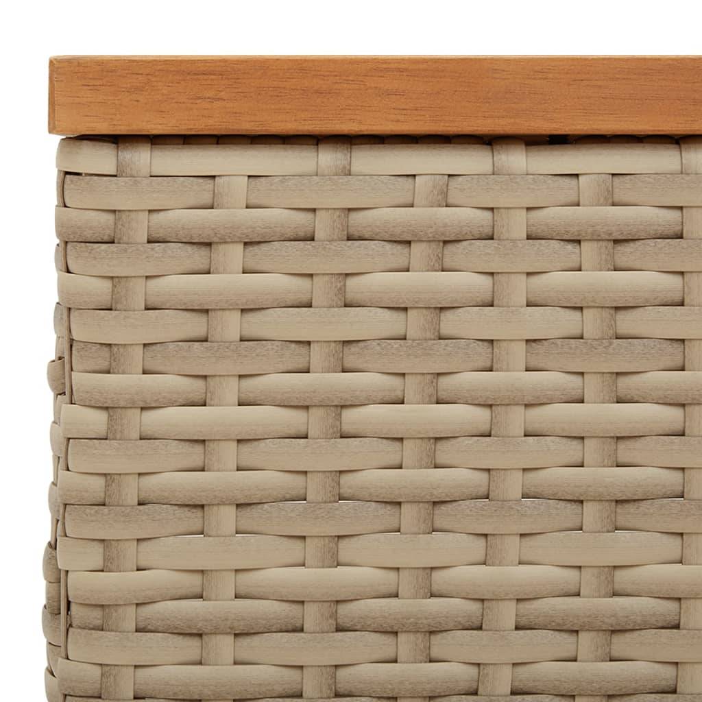 PANGIVO - Table de jardin beige résine tressée et bois acacia 70 x 70 x 25 cm - PANGIVO - Image 8