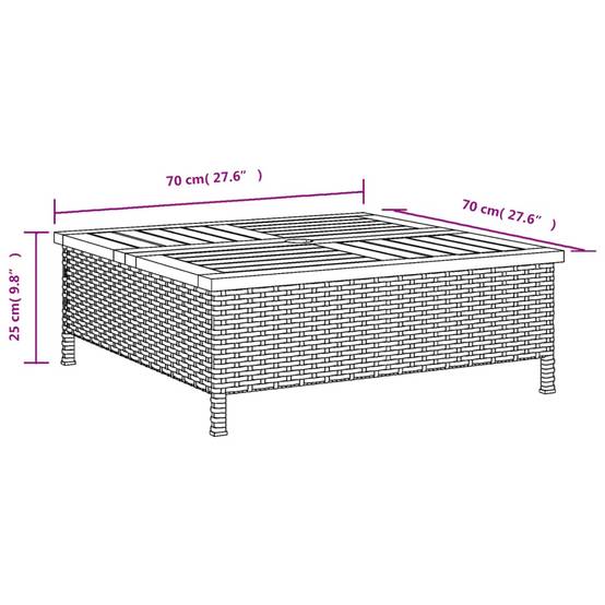 PANGIVO - Table de jardin beige résine tressée et bois acacia 70 x 70 x 25 cm - PANGIVO - Image 10