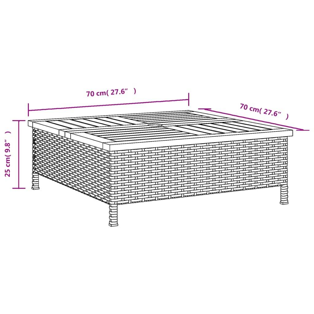 PANGIVO - Table de jardin beige résine tressée et bois acacia 70 x 70 x 25 cm - PANGIVO - Image 10