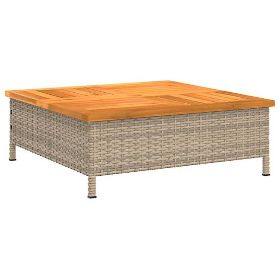 PANGIVO - Table de jardin beige résine tressée et bois acacia 70 x 70 x 25 cm - PANGIVO - Image 2