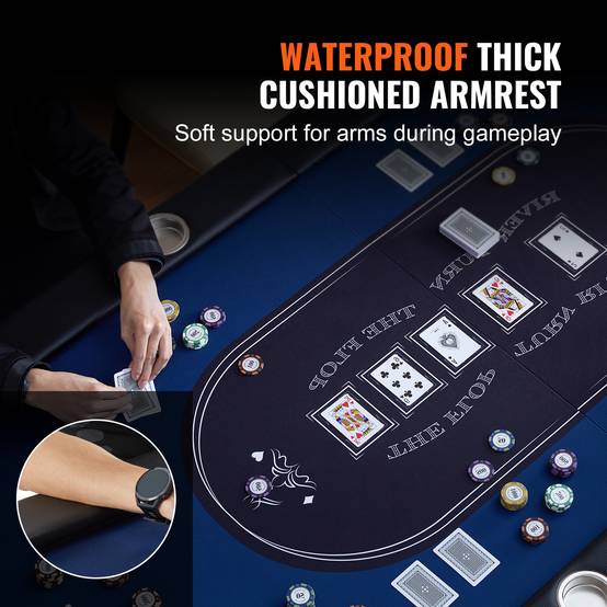 Vevor - VEVOR Table poker pliable 183 cm, 8 joueurs. Rails rembourrés, porte-gobelets. - Image 4