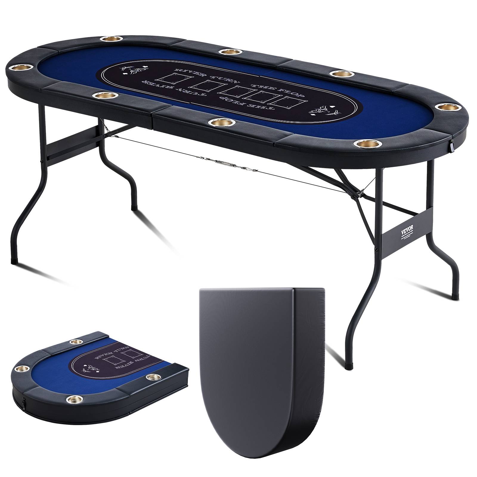 Vevor - VEVOR Table poker pliable 183 cm, 8 joueurs. Rails rembourrés, porte-gobelets.