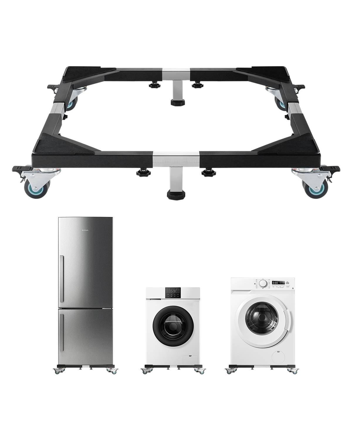 Vevor - VEVOR Support machine à laver mobile, charge 544kg, 8 roues, réglable. - Image 1