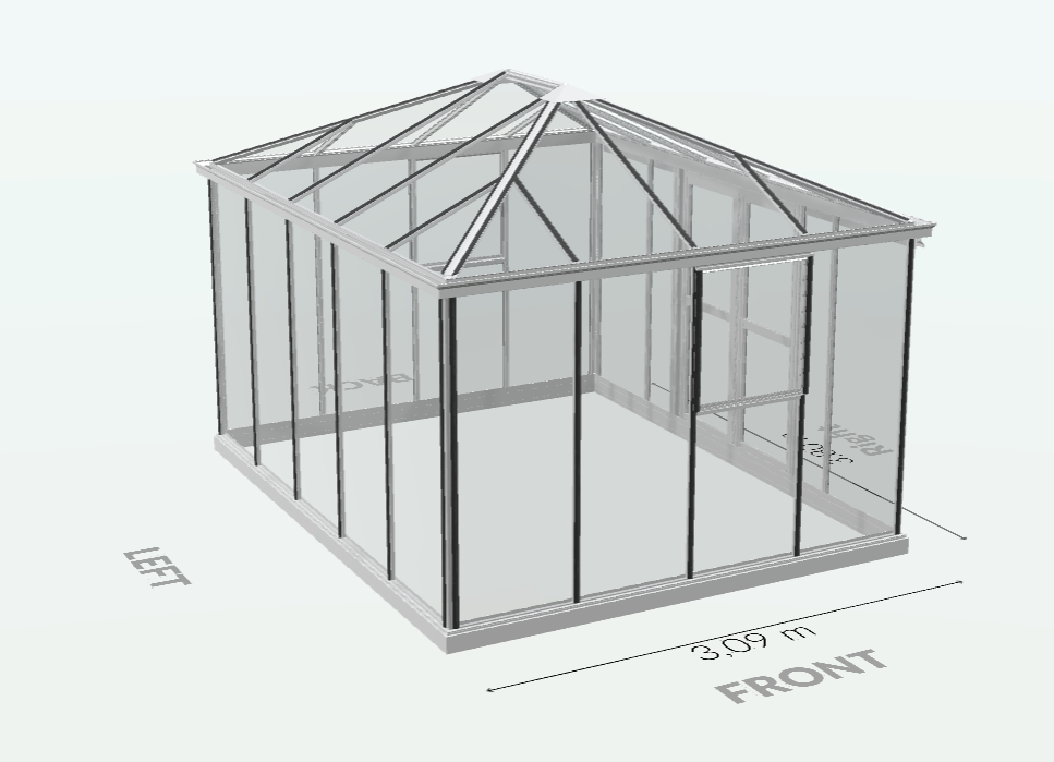 15m²  -  Serre en verre trempé - Euro Pyra Stretched - Alu - 15m² - ALUMINIUM - L'atelier Des Serres - Image 7