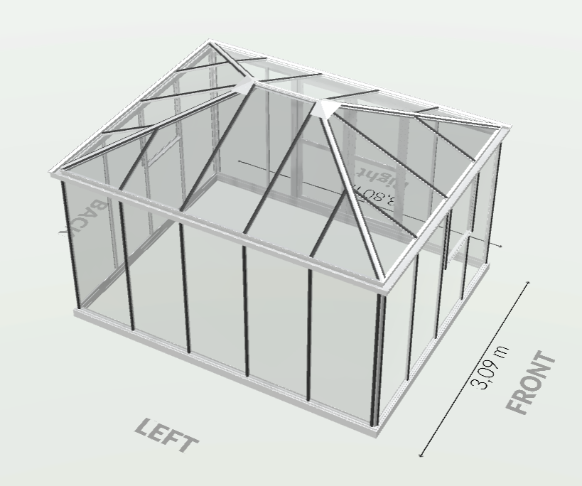 15m²  -  Serre en verre trempé - Euro Pyra Stretched - Alu - 15m² - ALUMINIUM - L'atelier Des Serres - Image 8