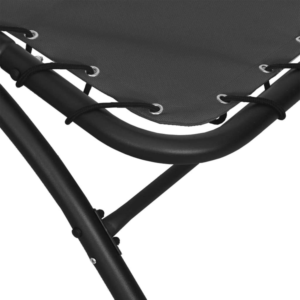 Helloshop26 - Transat chaise longue bain de soleil lit de jardin terrasse meuble d'extérieur et auvent 167 x 80 x 195 cm tissu et acier gris foncé - Image 4
