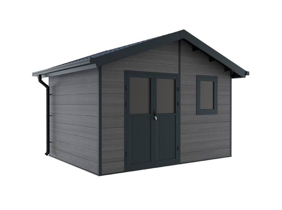 Abri de Jardin Composite ISORA - 12m2 Gris - Cabane Atelier / Abri Velo - Image 2