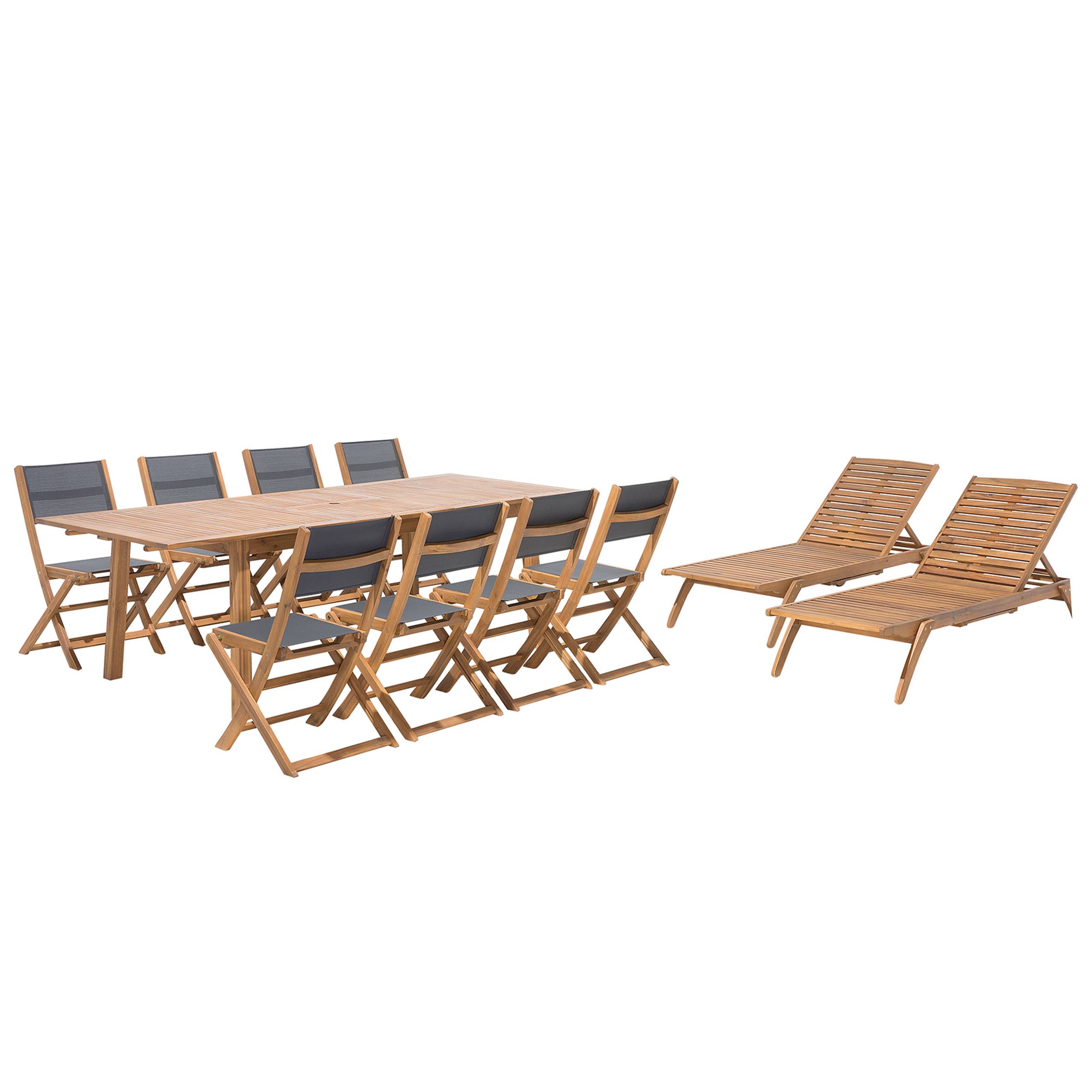 Beliani - Set de salle à manger, 8 Personnes Acacia Marron clair CESANA - Beliani - Image 2