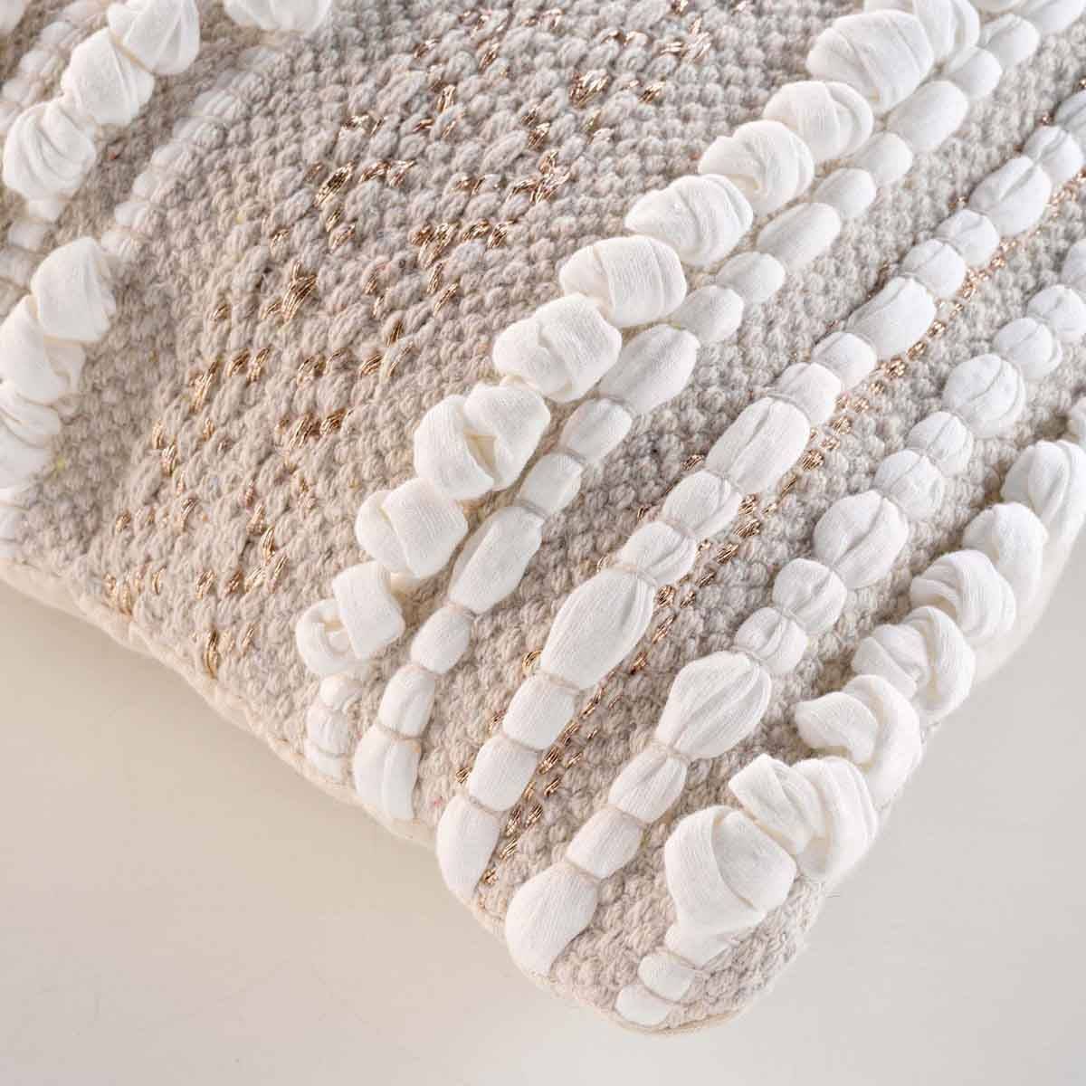 Coussin Déco "Blanca" 40x40cm Naturel & Blanc - Image 2