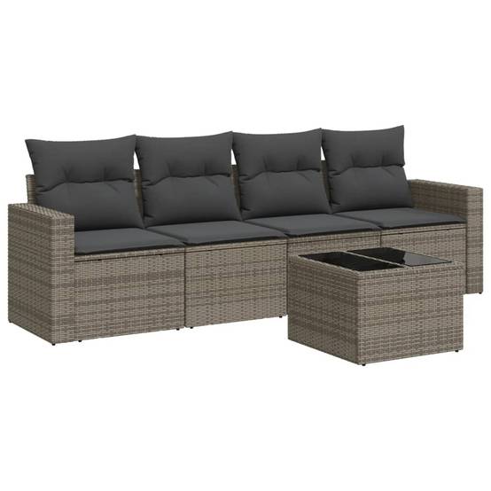 ComfortXL - Salon de Jardin Bas 4 Places avec Rangement Intégré en Résine Tressée Grise et Table Basse Verre – ComfortXL Outdoor Living - Image 2