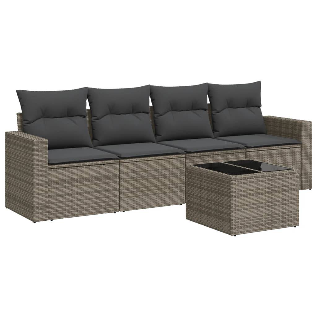 ComfortXL - Salon de Jardin Bas 4 Places avec Rangement Intégré en Résine Tressée Grise et Table Basse Verre – ComfortXL Outdoor Living - Image 2