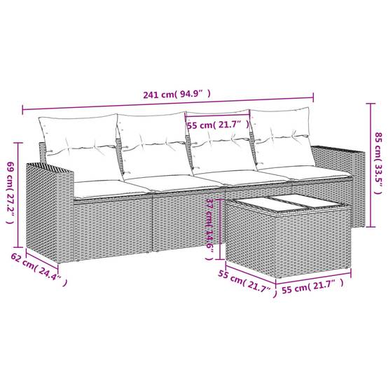 ComfortXL - Salon de Jardin Bas 4 Places avec Rangement Intégré en Résine Tressée Grise et Table Basse Verre – ComfortXL Outdoor Living - Image 3