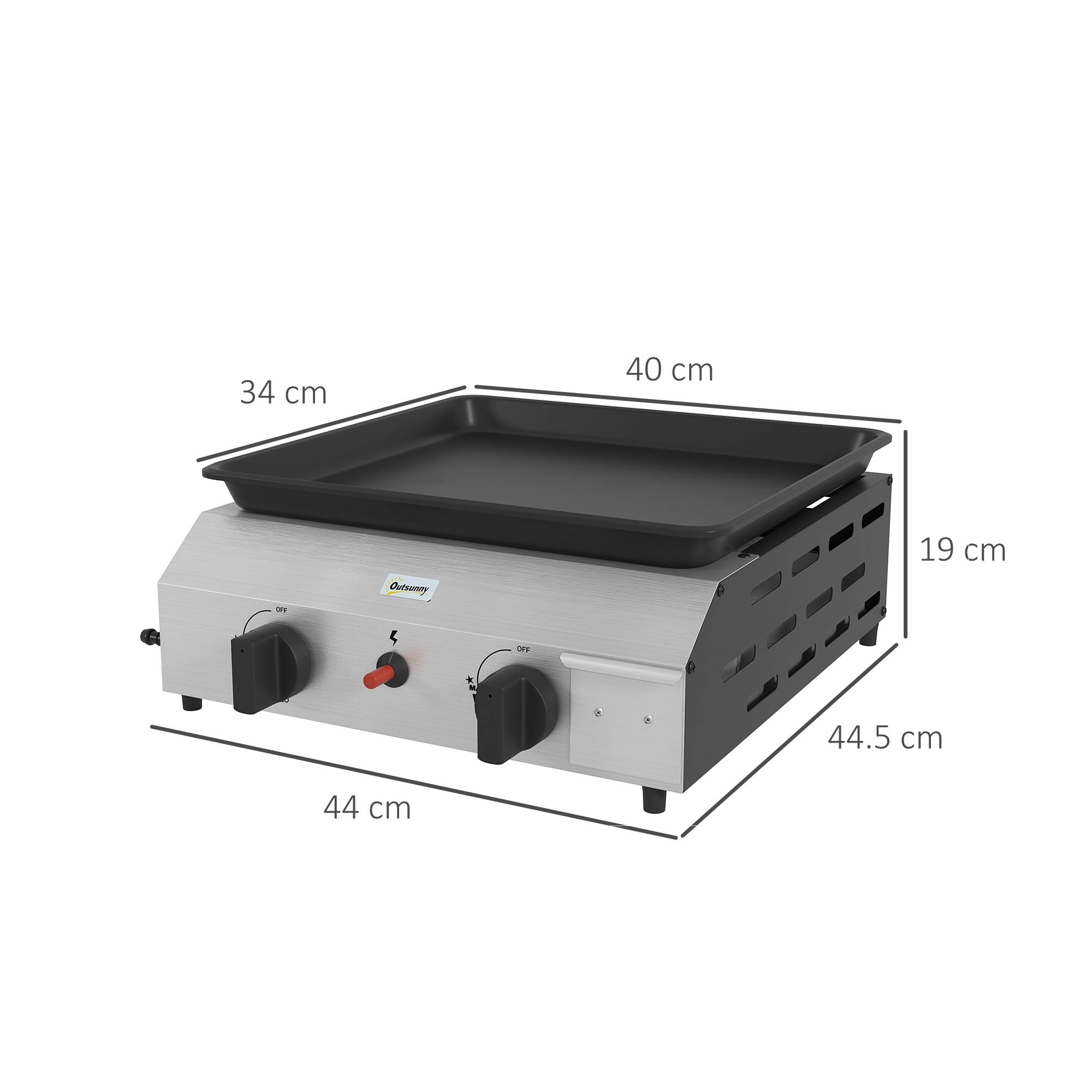 Sans Marque - Plaque cuisson gaz barbecue 2 brûleurs antiadhésif puissance 4,8kW argent - Image 5