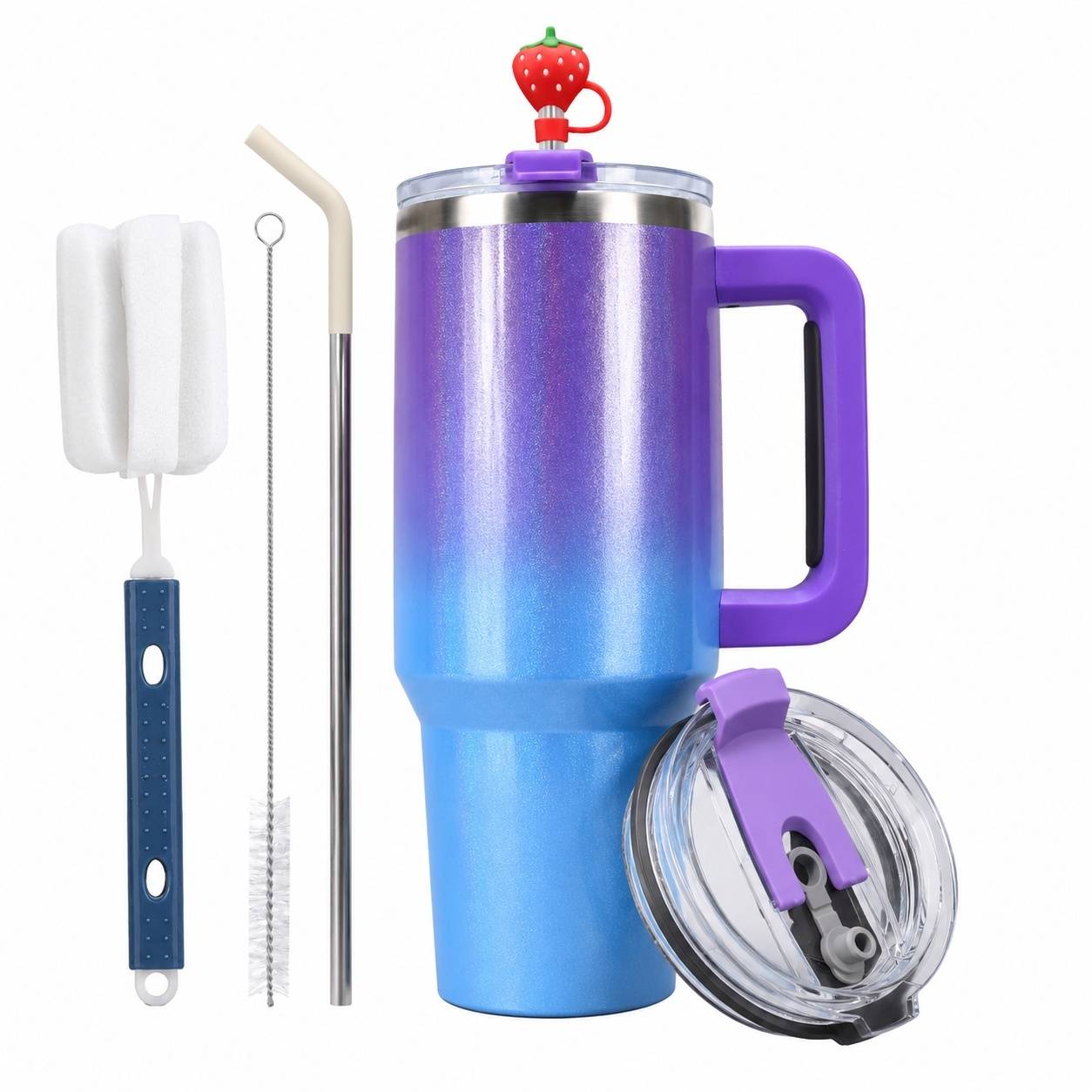 Gobelet Isotherme Acier Inoxydable Étanche Poignée Lavable Lave-Vaisselle Pour Voyage Bureau Sport - Image 1