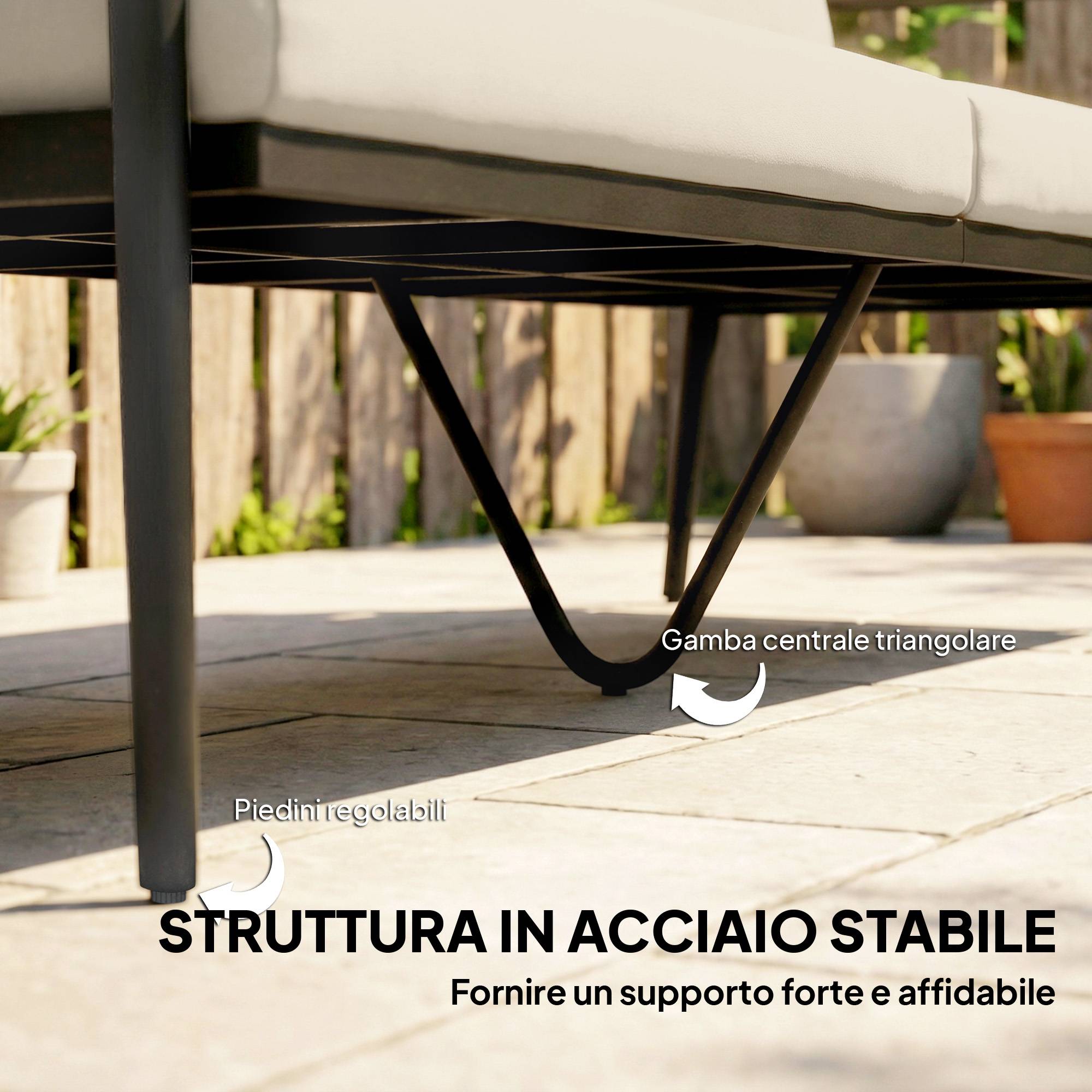 ComfortXL - Canapé extérieur 3 places Résine tressée Véranda Dossier rond imitation bois 176x75x78cm Kaki - ComfortXL Outdoor Living - Image 9