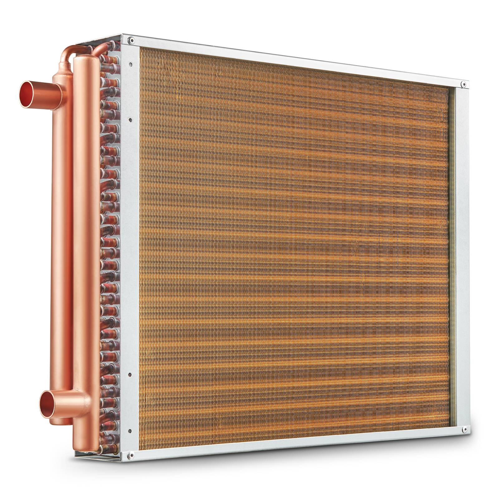 VEVOR Échangeur chaleur air-eau, 18x20 po, 3 rangées cuivre, 242 ailettes. Chauffage domestique, refroidissement. - Image 1