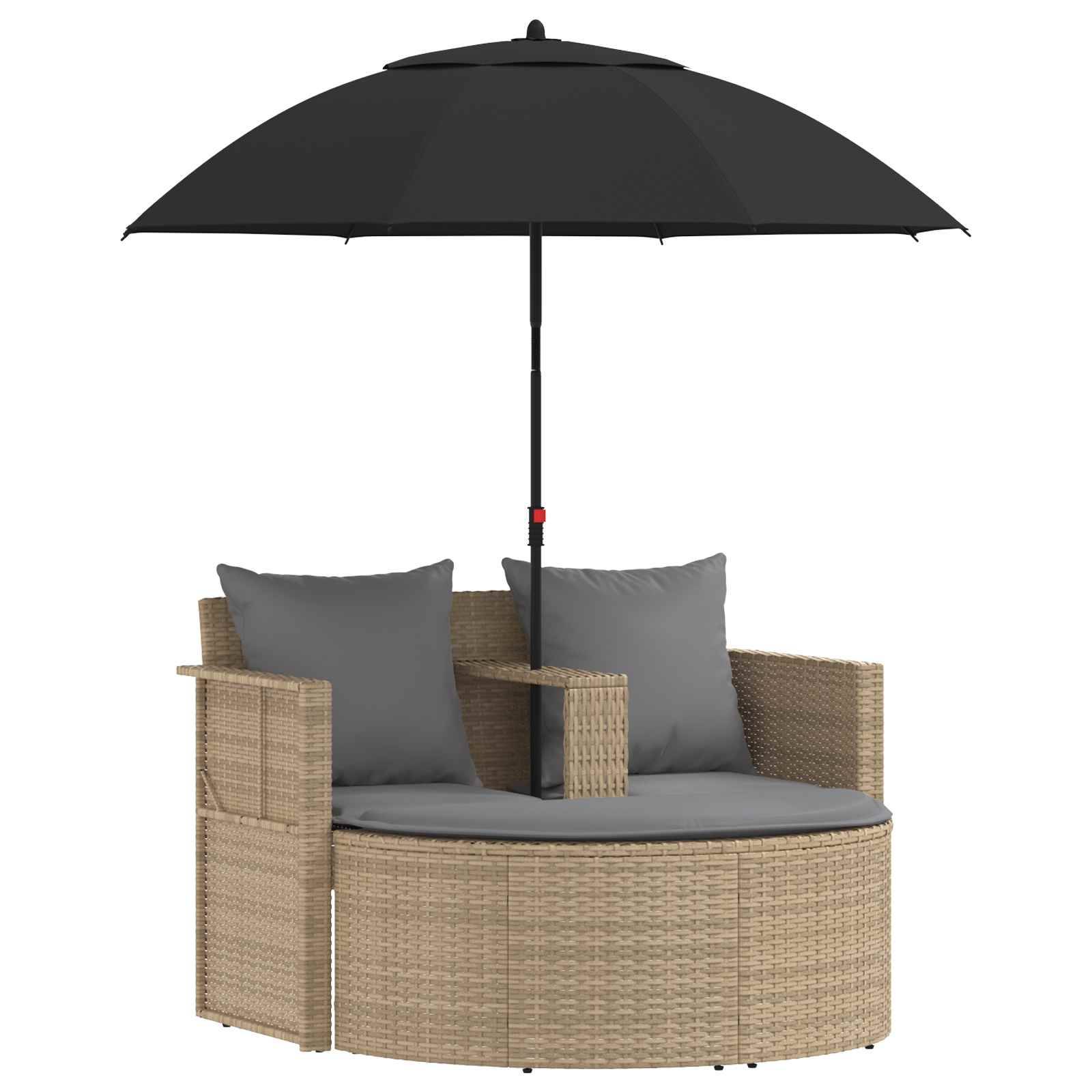 ComfortXL - Canapé de jardin polyrotin pour extérieur parasol inclinable beige et gris - ComfortXL Outdoor Living - Image 2