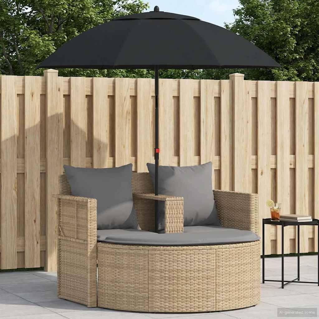 ComfortXL - Canapé de jardin polyrotin pour extérieur parasol inclinable beige et gris - ComfortXL Outdoor Living