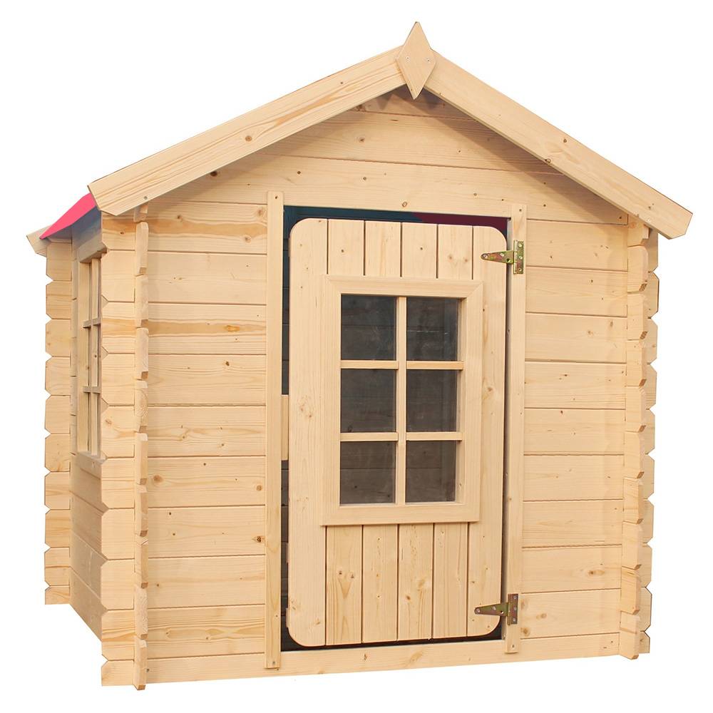 Timbela - Maison en bois pour enfants 111x114xH121 cm / 0.9 m² avec Toit rouge - Maison de jeux pour l'extérieur - 13 mm d’épaisseur - Timbela M570R-1 - Image 3