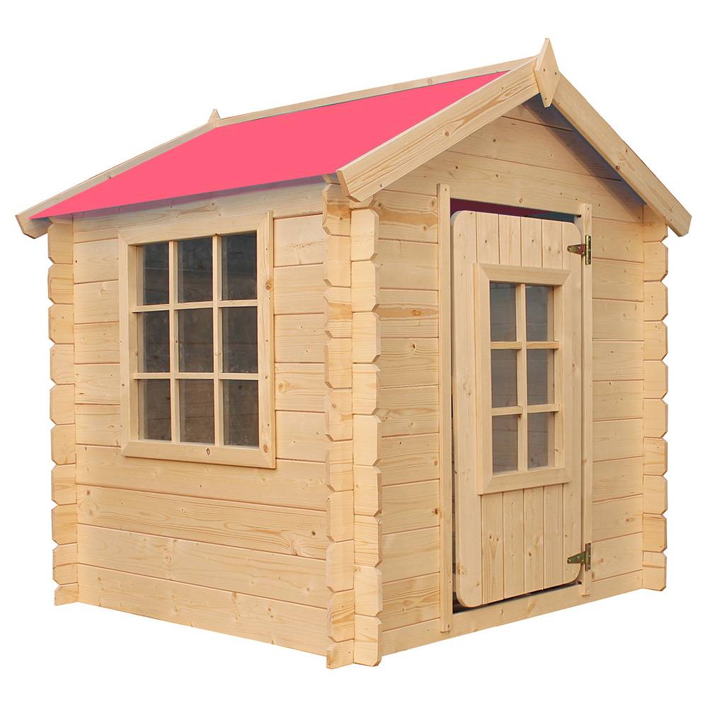Timbela - Maison en bois pour enfants 111x114xH121 cm / 0.9 m² avec Toit rouge - Maison de jeux pour l'extérieur - 13 mm d’épaisseur - Timbela M570R-1 - Image 2