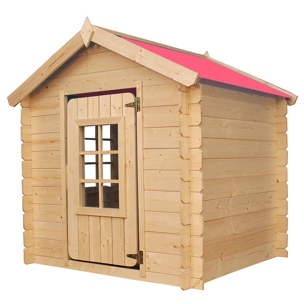 Timbela - Maison en bois pour enfants 111x114xH121 cm / 0.9 m² avec Toit rouge - Maison de jeux pour l'extérieur - 13 mm d’épaisseur - Timbela M570R-1 - Image 4