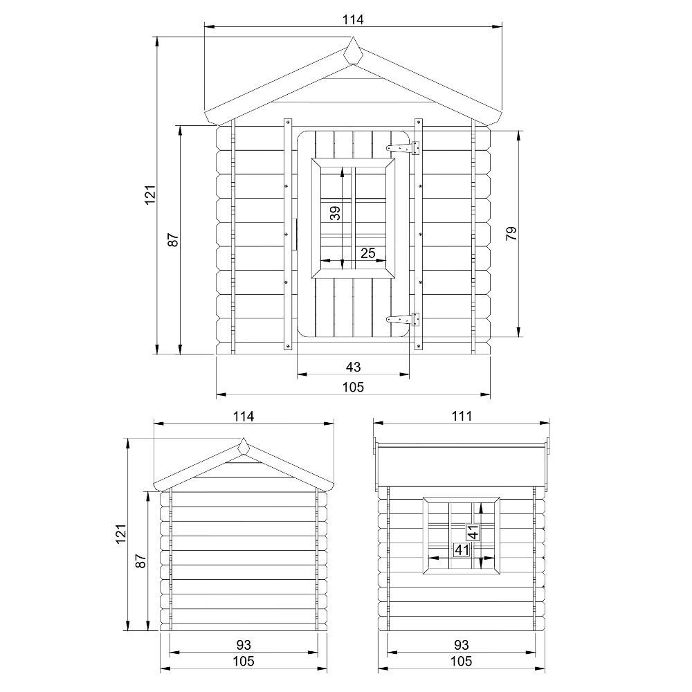 Timbela - Maison en bois pour enfants 111x114xH121 cm / 0.9 m² avec Toit rouge - Maison de jeux pour l'extérieur - 13 mm d’épaisseur - Timbela M570R-1 - Image 6