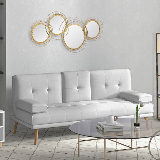 ComfortXL - Miroir mural 4 ronds métal décoration salon chambre design élégant 107x56cm doré - ComfortXL Outdoor Living - Image 8