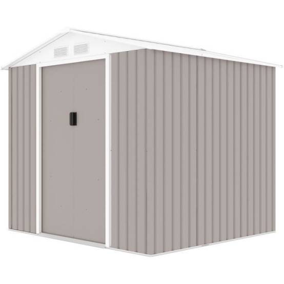 Sans Marque - Abri de jardin en métal 4,07 m² - 213 x 191 x 195 cm - MARS -Kit d'ancrage inclus, 2 portes coulissantes - Taupe - Image 3