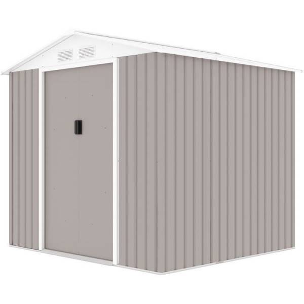 Sans Marque - Abri de jardin en métal 4,07 m² - 213 x 191 x 195 cm - MARS -Kit d'ancrage inclus, 2 portes coulissantes - Taupe - Image 3