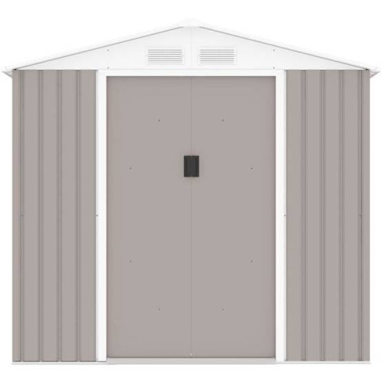 Sans Marque - Abri de jardin en métal 4,07 m² - 213 x 191 x 195 cm - MARS -Kit d'ancrage inclus, 2 portes coulissantes - Taupe - Image 1