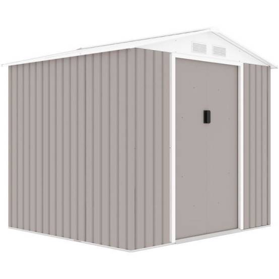 Sans Marque - Abri de jardin en métal 4,07 m² - 213 x 191 x 195 cm - MARS -Kit d'ancrage inclus, 2 portes coulissantes - Taupe - Image 2