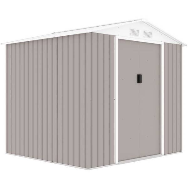 Sans Marque - Abri de jardin en métal 4,07 m² - 213 x 191 x 195 cm - MARS -Kit d'ancrage inclus, 2 portes coulissantes - Taupe - Image 2
