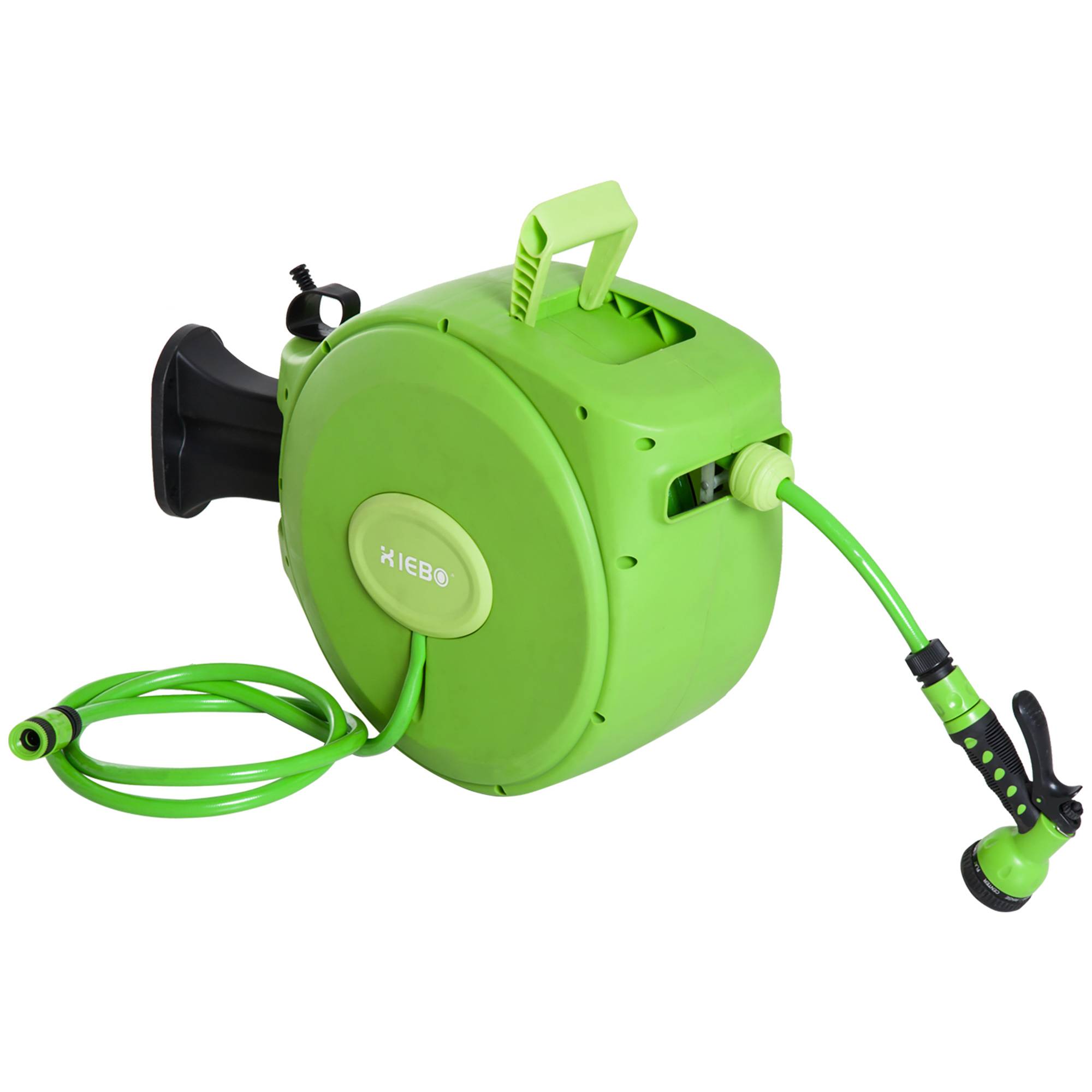 ComfortXL - Dévidoir mural automatique en PVC et PP vert avec tuyau d'arrosage 20 m pivotant à 180° pour jardin et terrasse - Image 10
