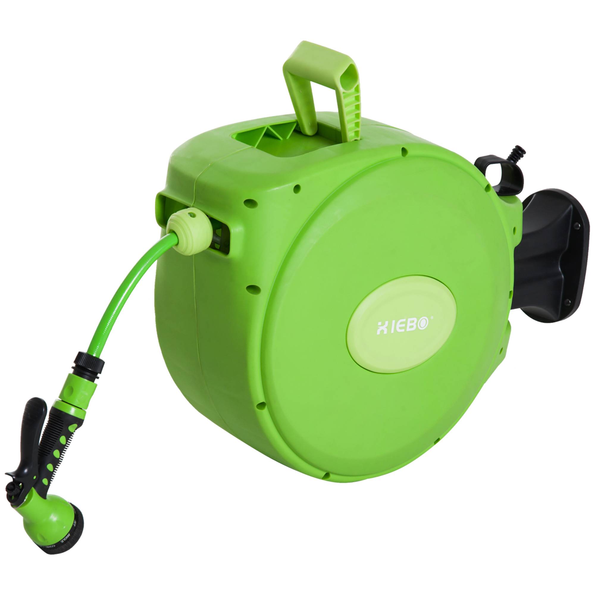 ComfortXL - Dévidoir mural automatique en PVC et PP vert avec tuyau d'arrosage 20 m pivotant à 180° pour jardin et terrasse - Image 2