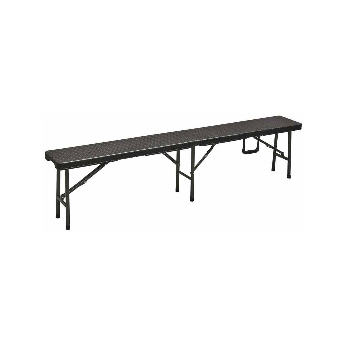 Banc de jardin noir 180x25xH43 pliable Haute résistance Camping Réceptions festivals évènements KZ GARDEN