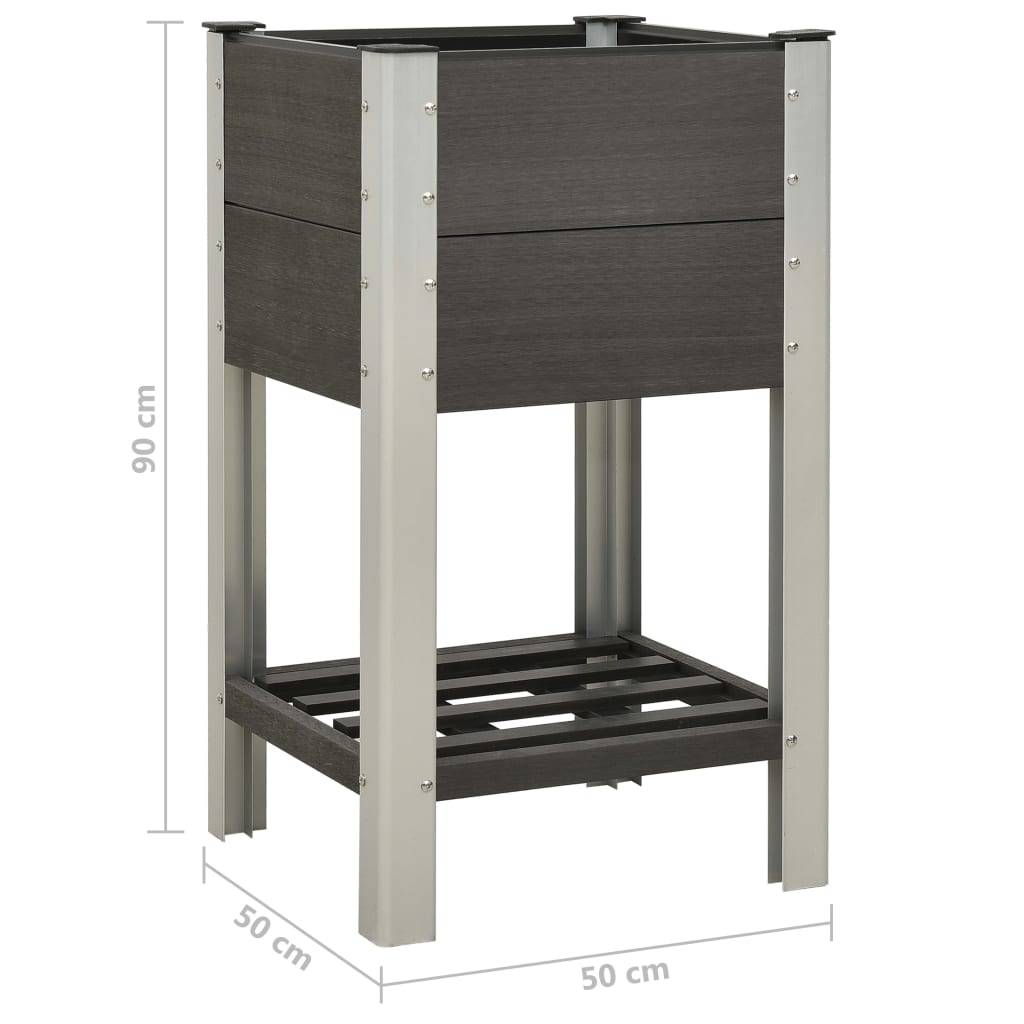 Lit surélevé de jardin bac à plantes jardinière avec étagère 50 x 50 x 90 cm WPC gris - Image 5