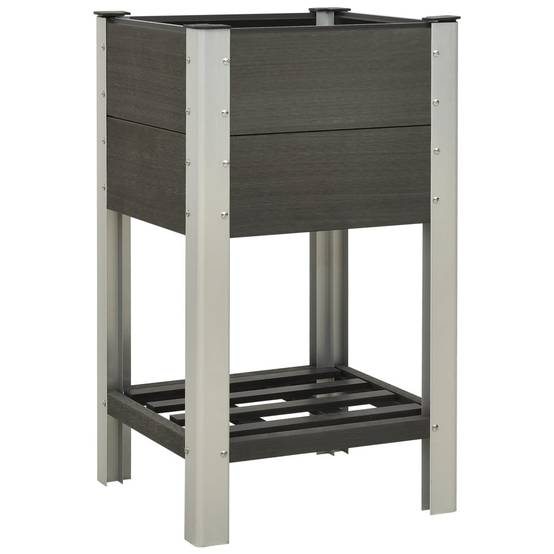 Lit surélevé de jardin bac à plantes jardinière avec étagère 50 x 50 x 90 cm WPC gris - Image 1