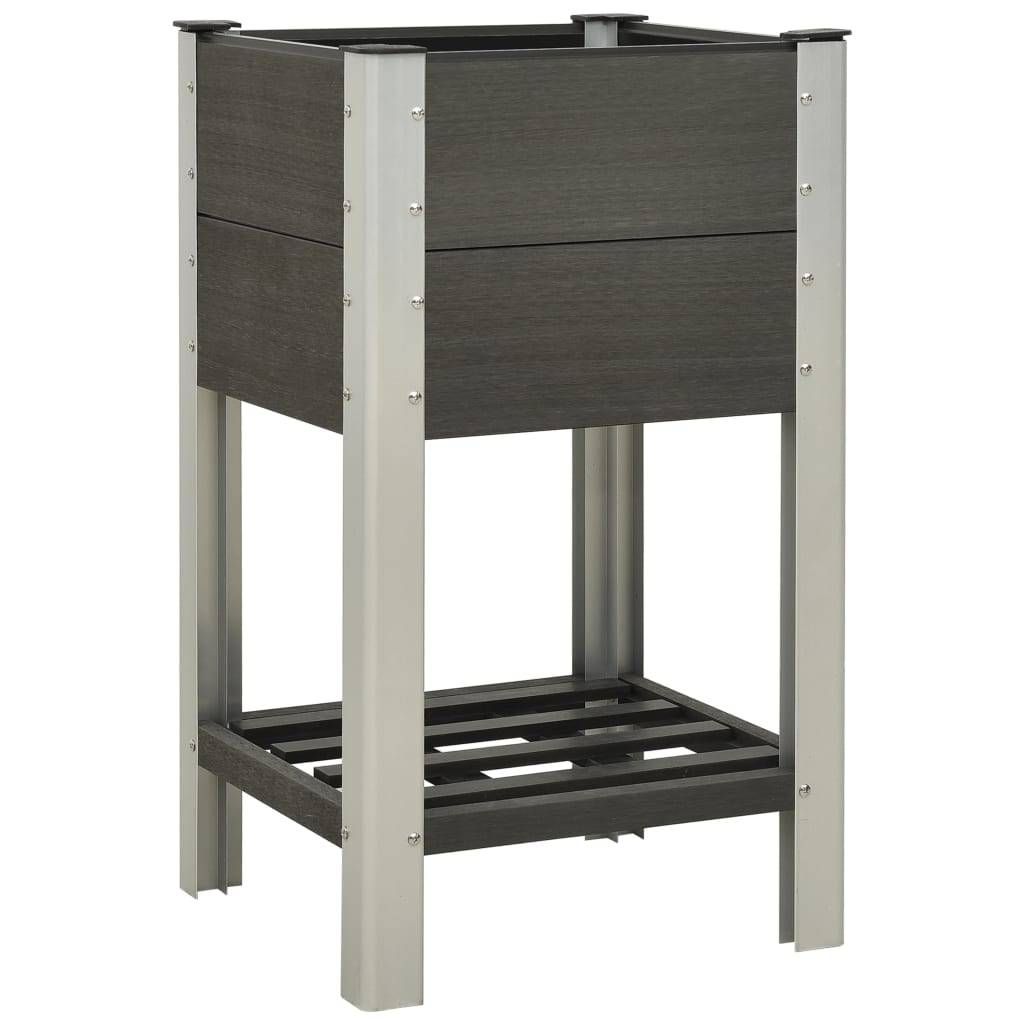 Lit surélevé de jardin bac à plantes jardinière avec étagère 50 x 50 x 90 cm WPC gris - Image 1