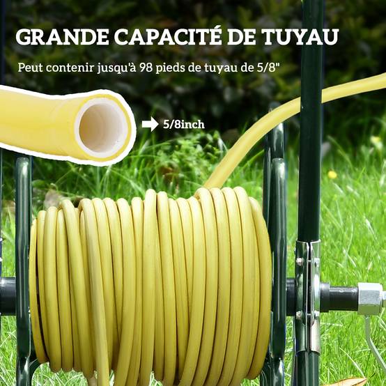 Dévidoir de tuyau d'arrosage métal vert 51.5 x 60.5 x 78.5 cm - PANGIVO - Image 6