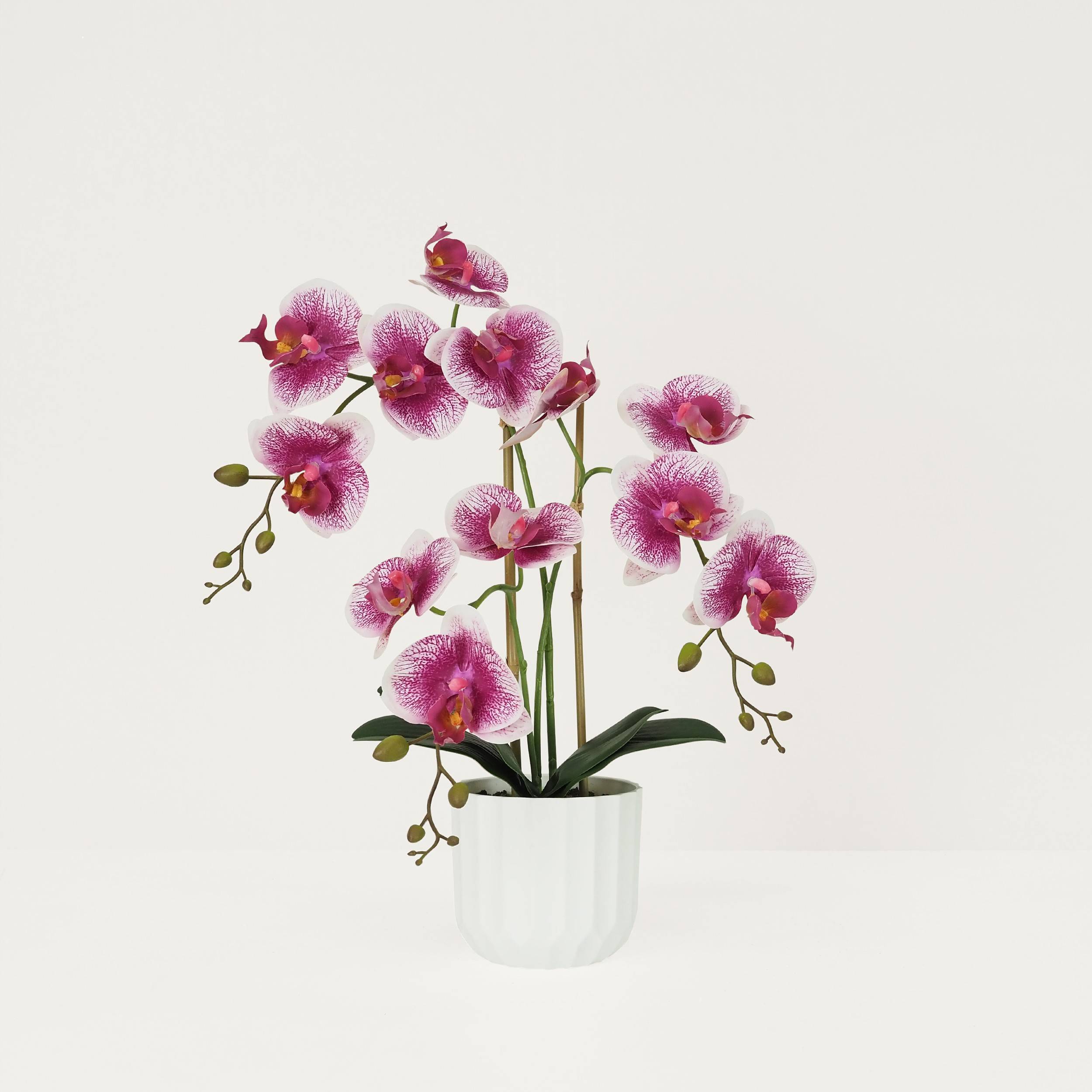 Ligne Deco - Orchidée artificielle blanc-fuchsia 50cm Ligne Déco - Image 1