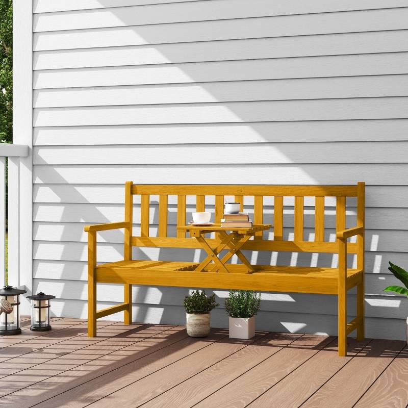 Banc de Jardin Bois d'Acacia Terrasse avec Table Rabattable Intégrée Teck - ComfortXL Outdoor Living - Image 1