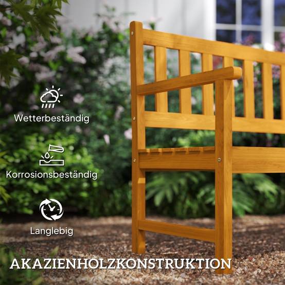 Banc de Jardin Bois d'Acacia Terrasse avec Table Rabattable Intégrée Teck - ComfortXL Outdoor Living - Image 5