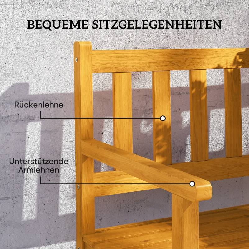 Banc de Jardin Bois d'Acacia Terrasse avec Table Rabattable Intégrée Teck - ComfortXL Outdoor Living - Image 6