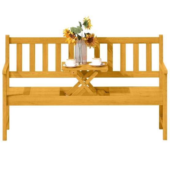 Banc de Jardin Bois d'Acacia Terrasse avec Table Rabattable Intégrée Teck - ComfortXL Outdoor Living - Image 2