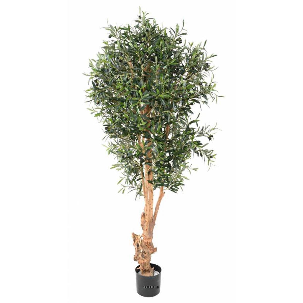 Olivier artificiel avec olives en pot tronc bois noueux H 150 cm Vert D 60 cm