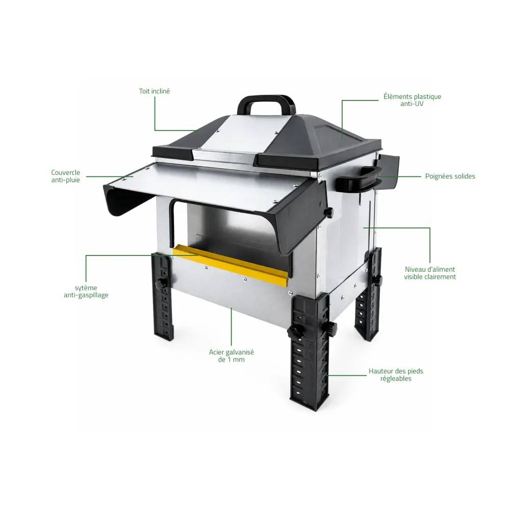 Olba - Mangeoire Robust® Grande Ouverture 16kg - Acier Galvanisé pour Volailles, Canards et Oies Olba - Image 4