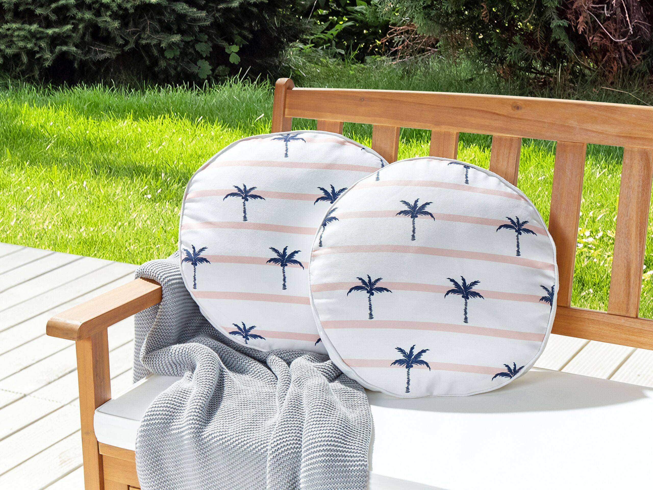 Beliani - 2 Coussins Décoratifs de Jardin Tissu Blanc à Motif de Palmiers 40 x 40 cm Très Confortable pour l'Extérieur ou Intérieur Housses Amovibles - Image 2